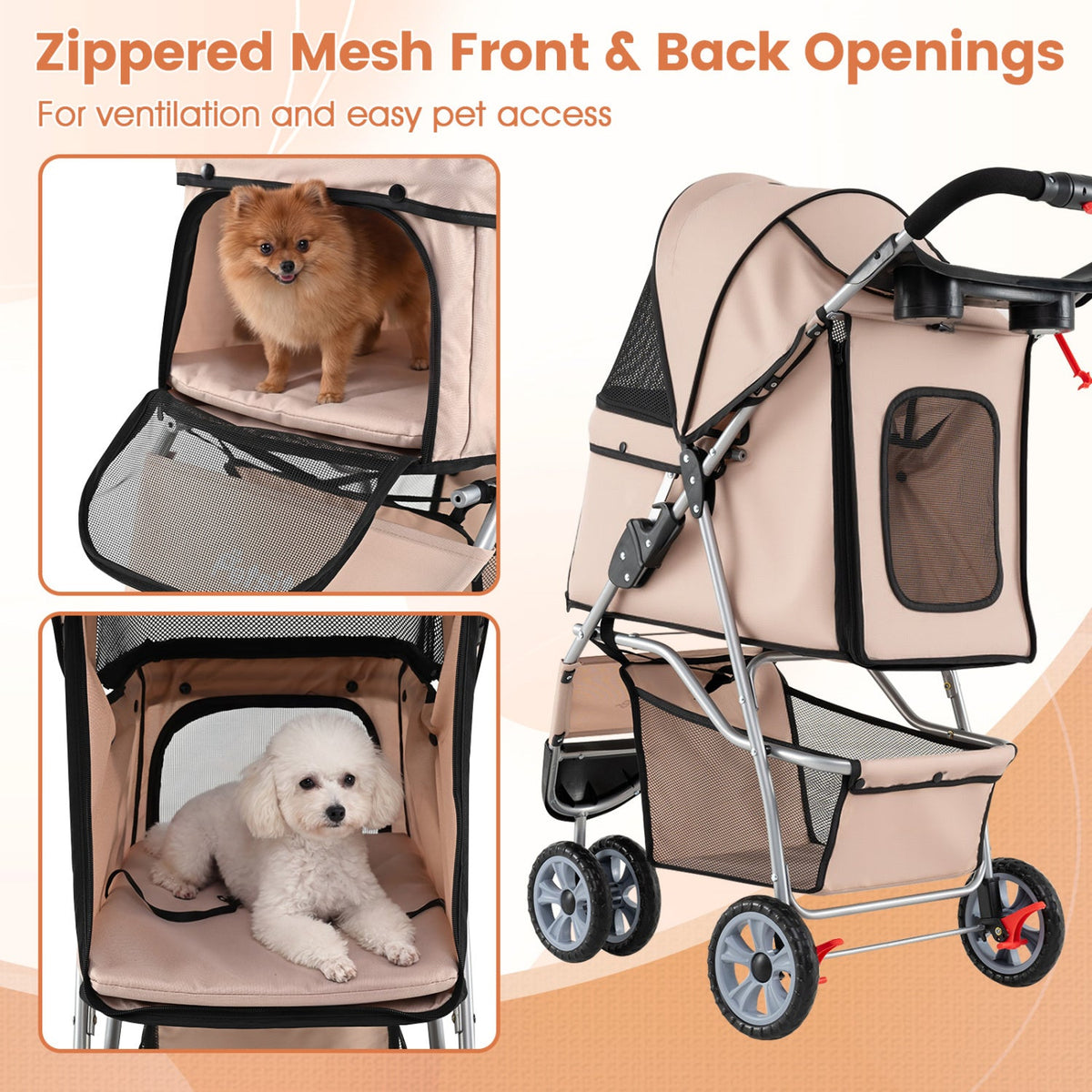 3-Wheel Pet Stroller for Small Dogs up to 33 lbs – photo 14 of 16