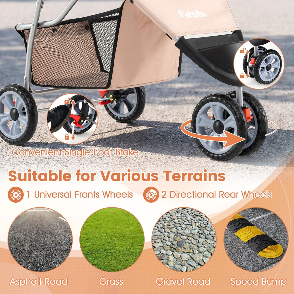 3-Wheel Pet Stroller for Small Dogs up to 33 lbs – photo 16 of 16