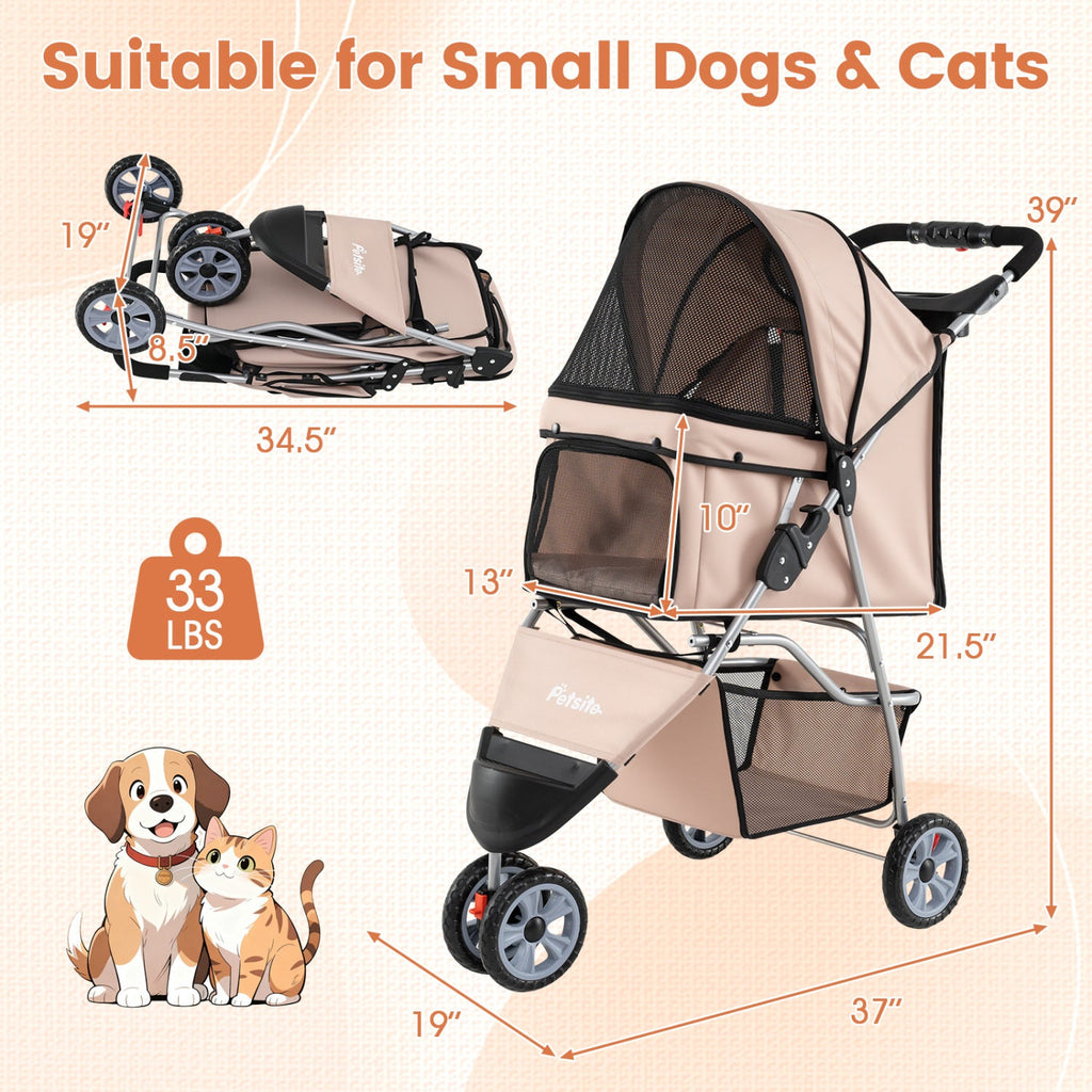 3-Wheel Pet Stroller for Small Dogs up to 33 lbs – photo 10 of 16