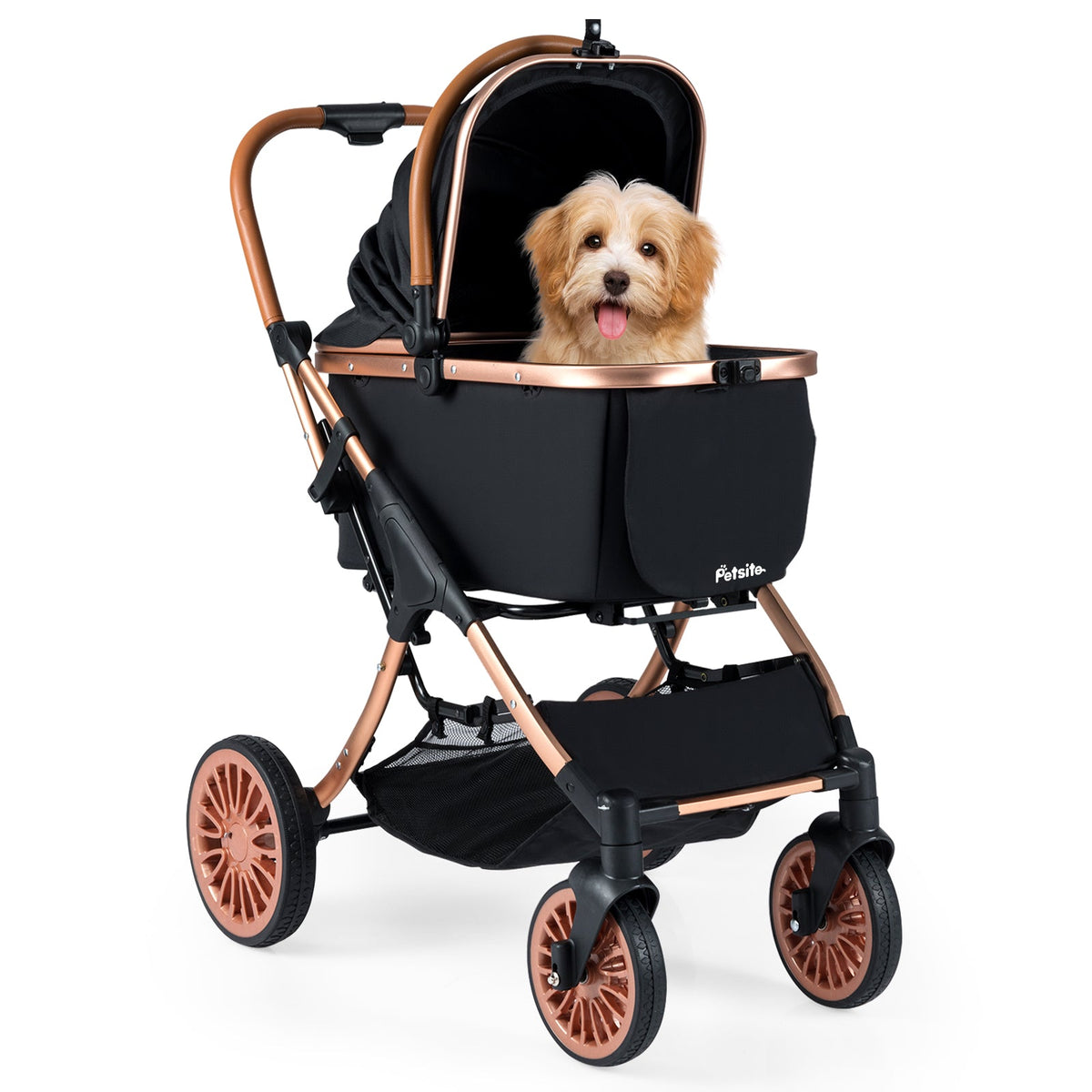 3-in-1 Foldable Pet Stroller with Sun Shade up to 55 lbs Black – photo 4 of 8