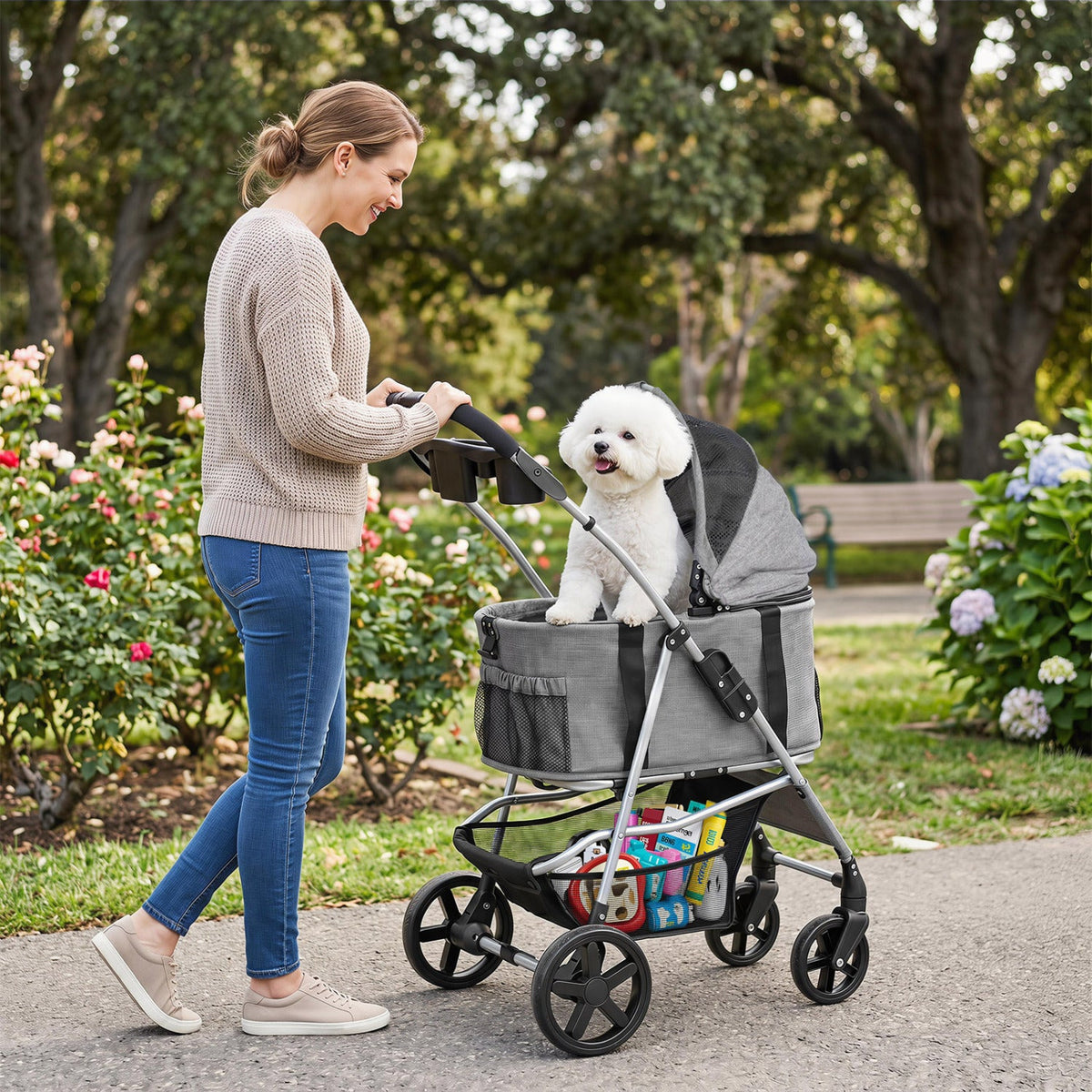 3-in-1 Foldable Pet Stroller with Detachable Carrier – photo 1 of 16