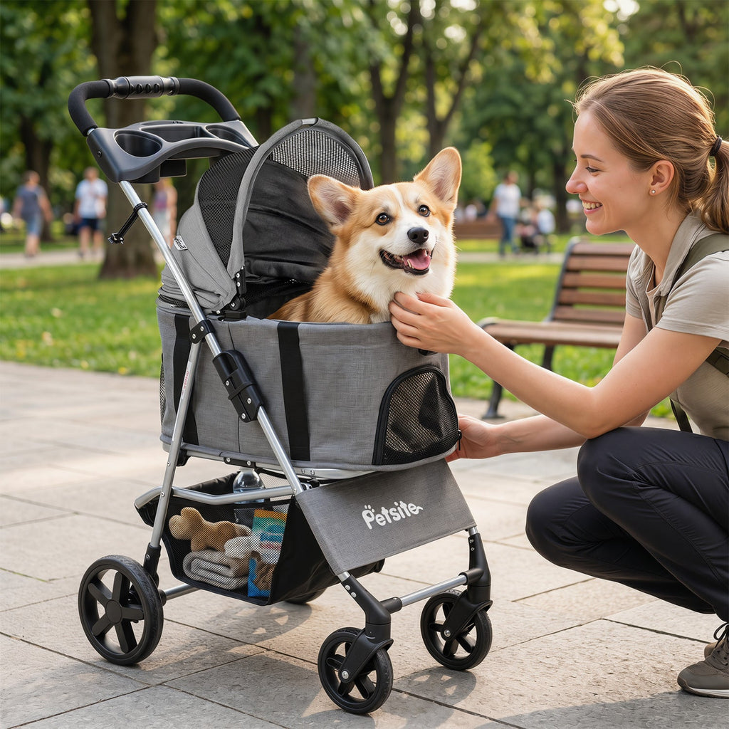 3-in-1 Foldable Pet Stroller with Detachable Carrier – photo 2 of 16