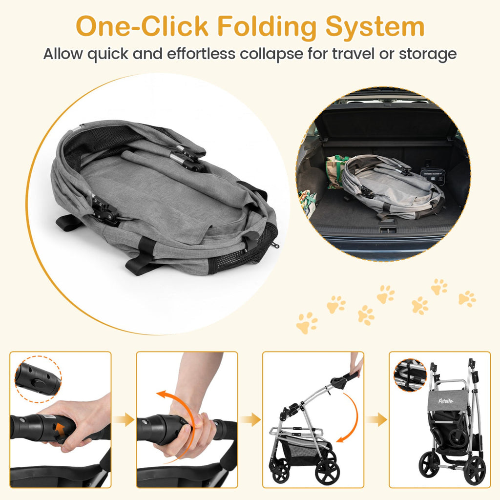 3-in-1 Foldable Pet Stroller with Detachable Carrier – photo 7 of 16