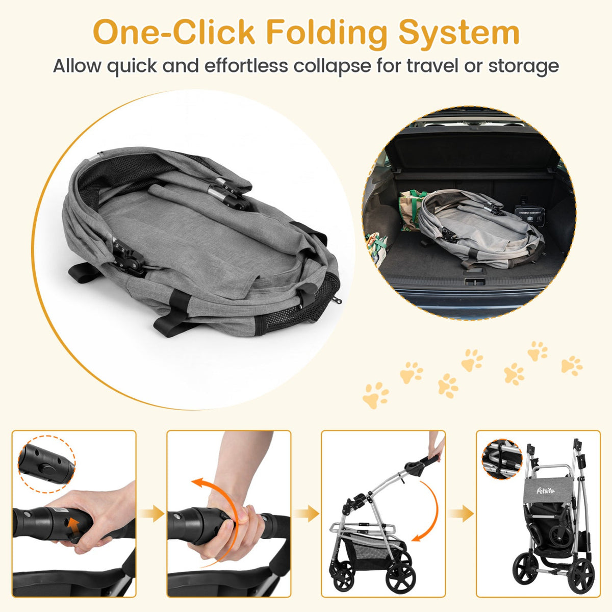 3-in-1 Foldable Pet Stroller with Detachable Carrier – photo 7 of 16
