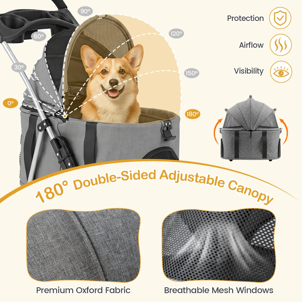 3-in-1 Foldable Pet Stroller with Detachable Carrier – photo 8 of 16