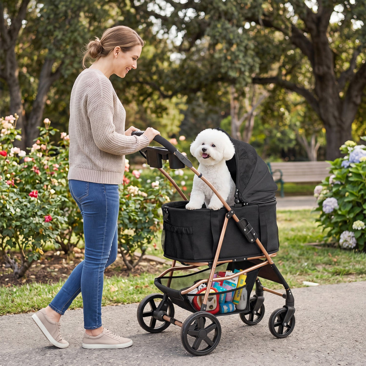 3-in-1 Foldable Pet Stroller with Detachable Carrier – photo 9 of 16