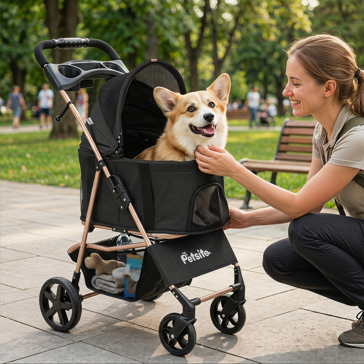 3-in-1 Foldable Pet Stroller with Detachable Carrier – photo 10 of 16