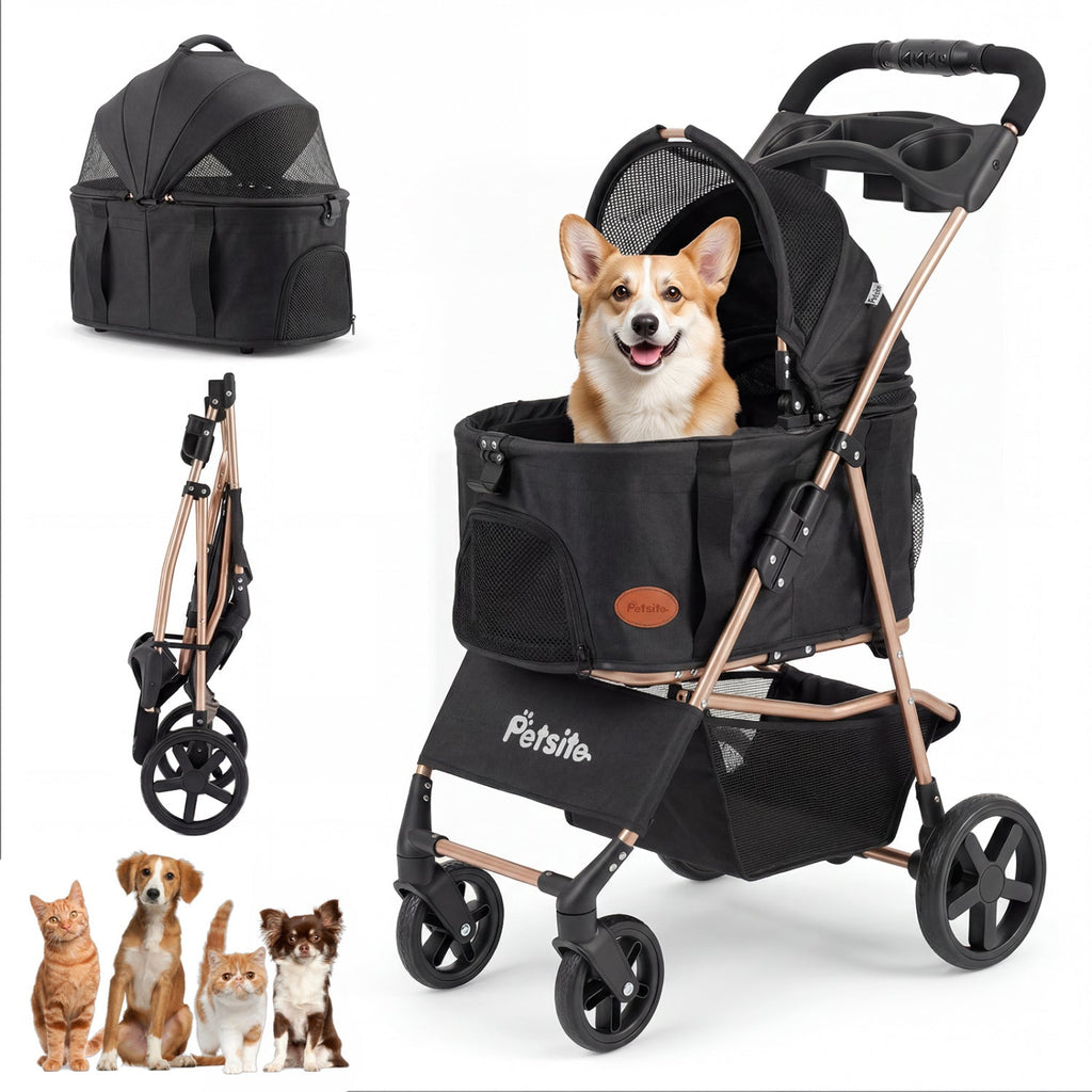 3-in-1 Foldable Pet Stroller with Detachable Carrier – photo 12 of 16