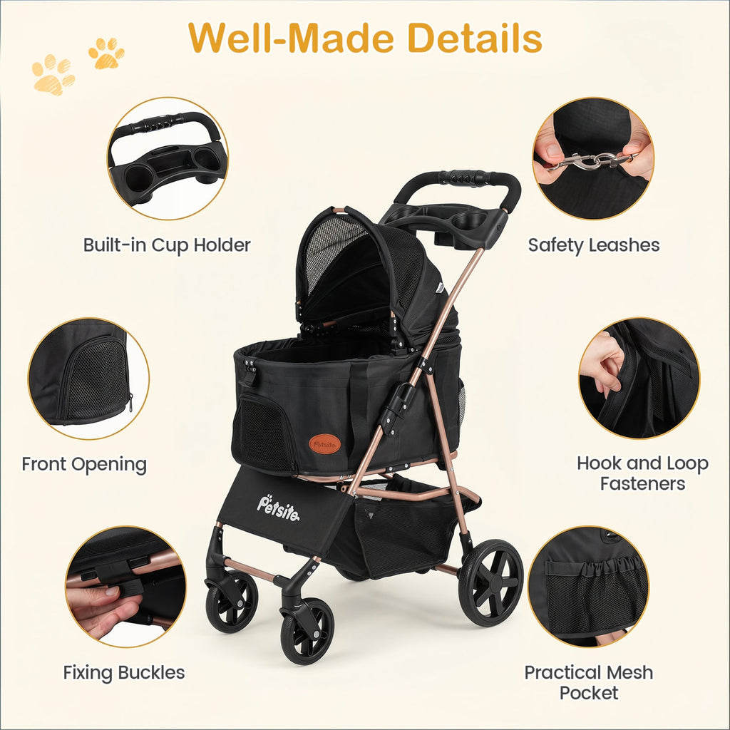 3-in-1 Foldable Pet Stroller with Detachable Carrier – photo 15 of 16