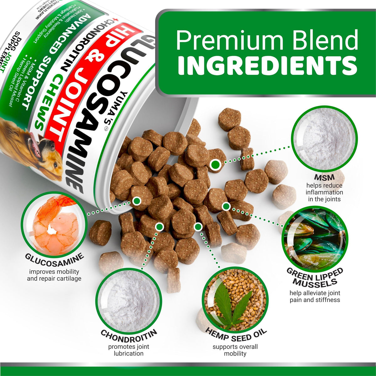 Glucosamine and chondroitin hip and joint supplement chews for dogs – 170 count – photo 6 of 6