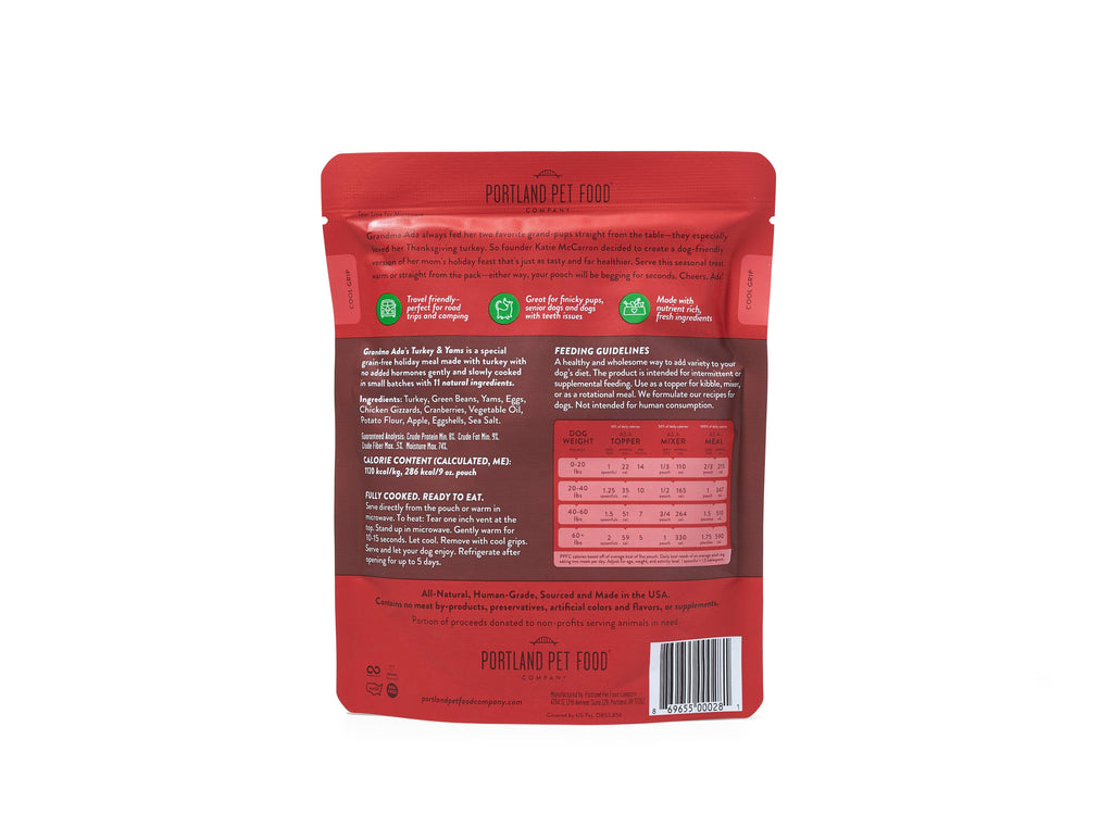 Grandma Ada's Turkey & Yams Human Grade Fresh Pouch: 9 Oz – alternate view 2