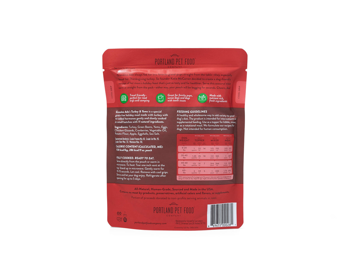 Grandma Ada's Turkey & Yams Human Grade Fresh Pouch: 9 Oz – alternate view 2
