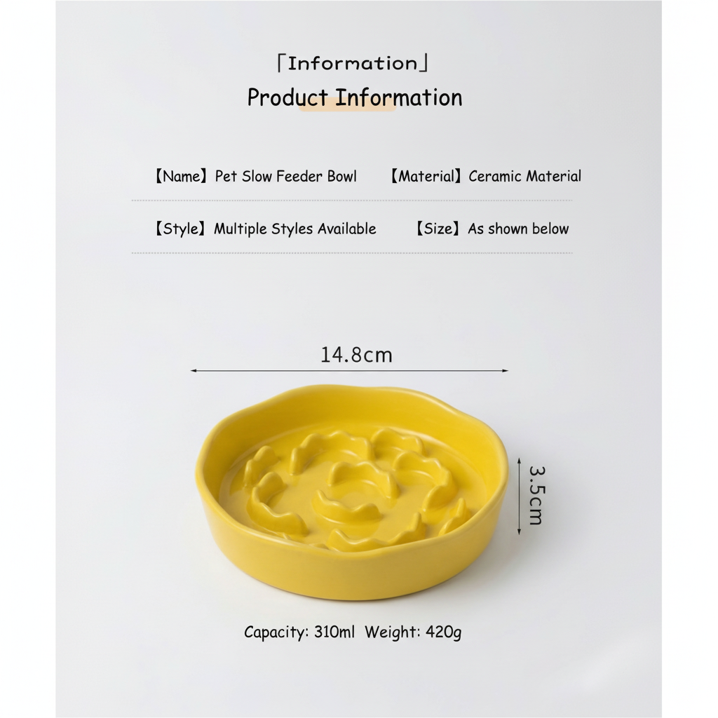 Ceramic Elevated Slow Feeder Bowl for Dogs & Cats – alternate view 8