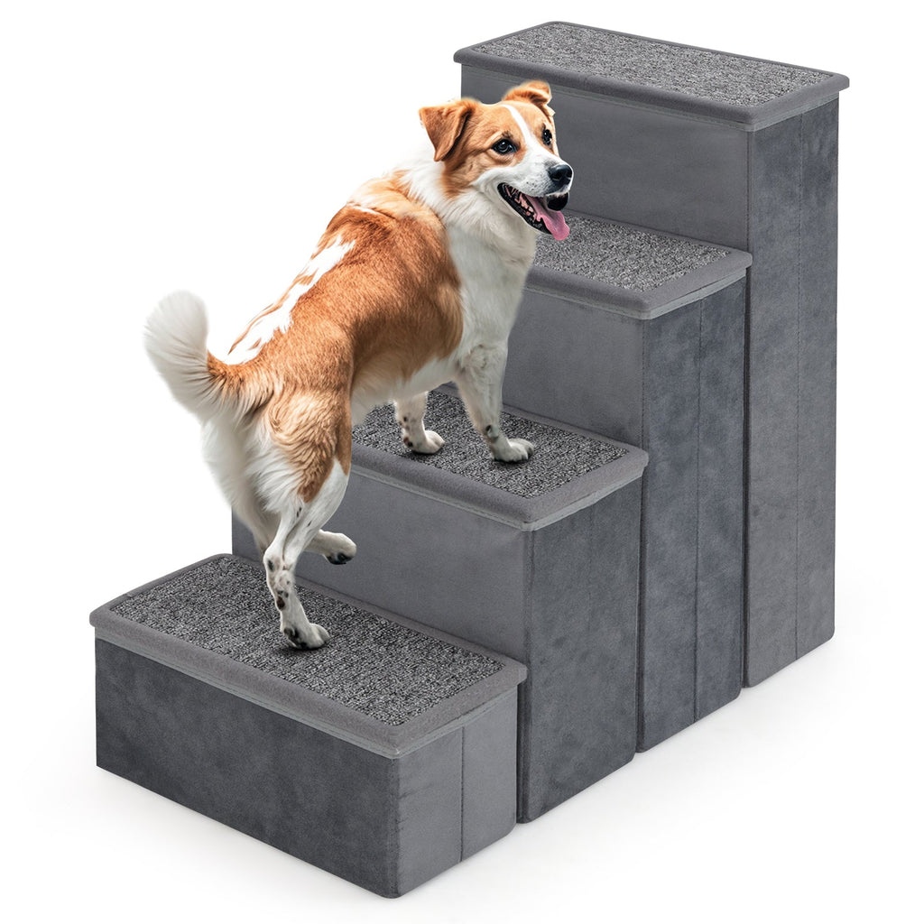 4-Step Dog Stairs with Adjustable Steps Gray – photo 3 of 8