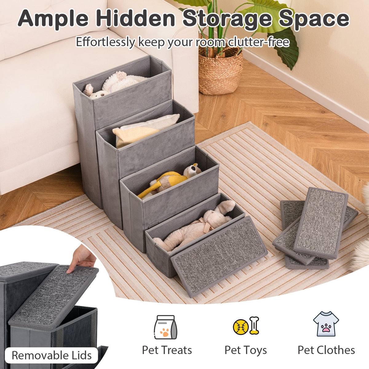 4-Step Dog Stairs with Adjustable Steps Gray – photo 7 of 8