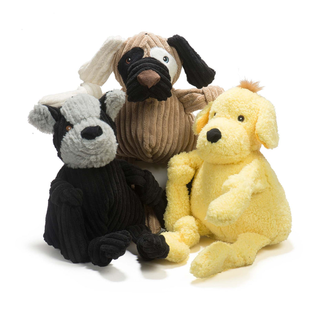 Patches HuggleMutt Knottie Plush Dog Toy Large, close-up