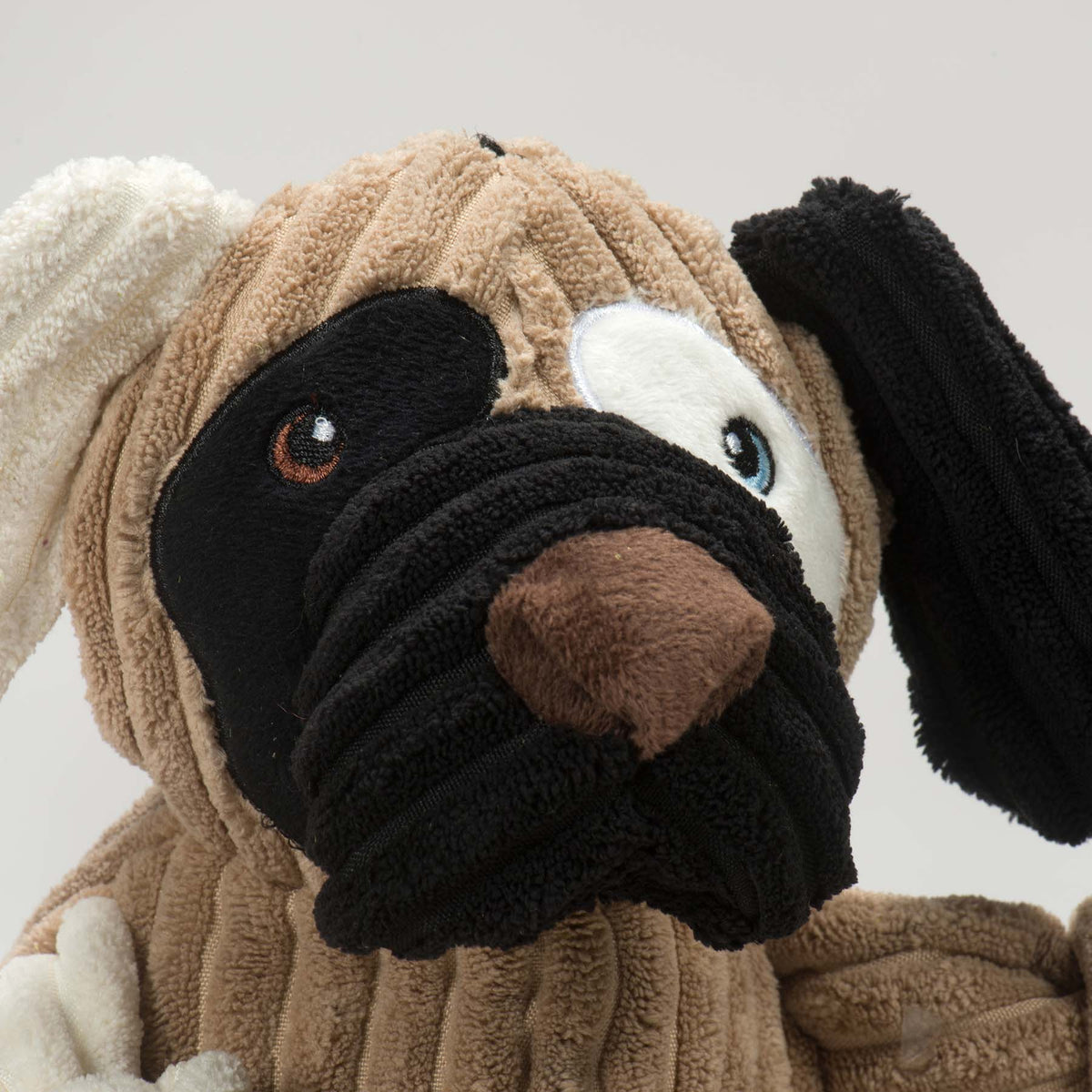 Patches HuggleMutt Knottie Plush Dog Toy Large, side view