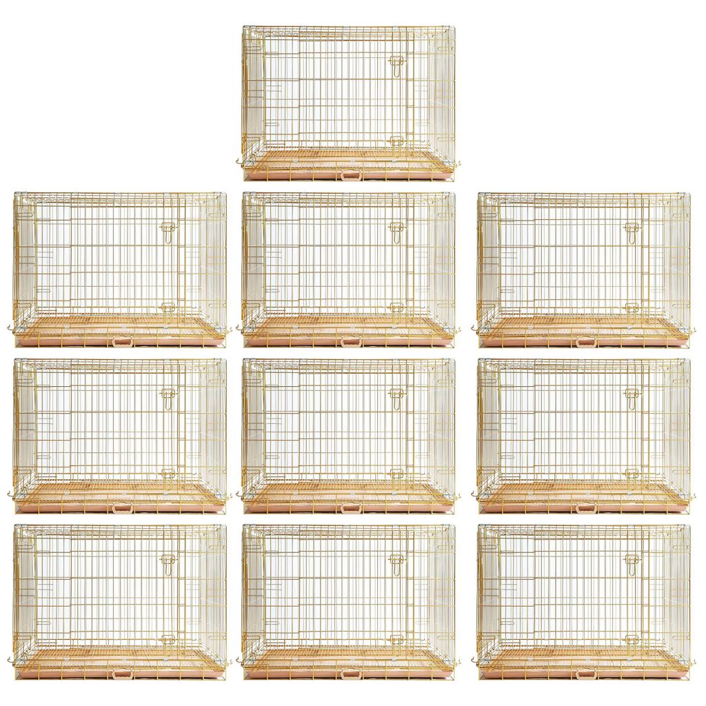 Copper Gold Wire Dog Crate – 24 to 42 Inch, Foldable – alternate view 36
