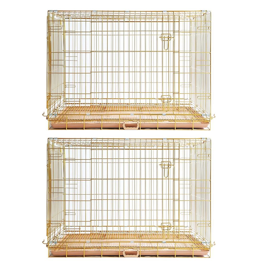 Copper Gold Wire Dog Crate – 24 to 42 Inch, Foldable – alternate view 31