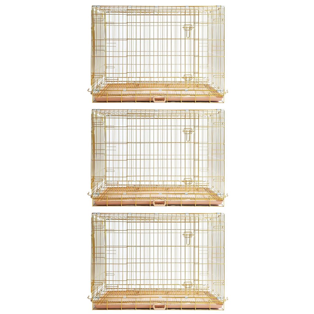Copper Gold Wire Dog Crate – 24 to 42 Inch, Foldable – alternate view 32