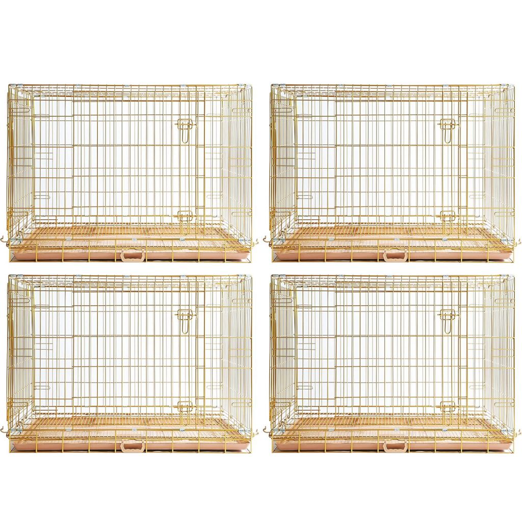 Copper Gold Wire Dog Crate – 24 to 42 Inch, Foldable – alternate view 33
