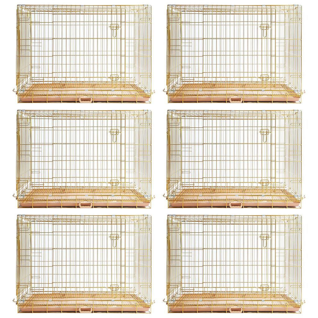 Copper Gold Wire Dog Crate – 24 to 42 Inch, Foldable – alternate view 34