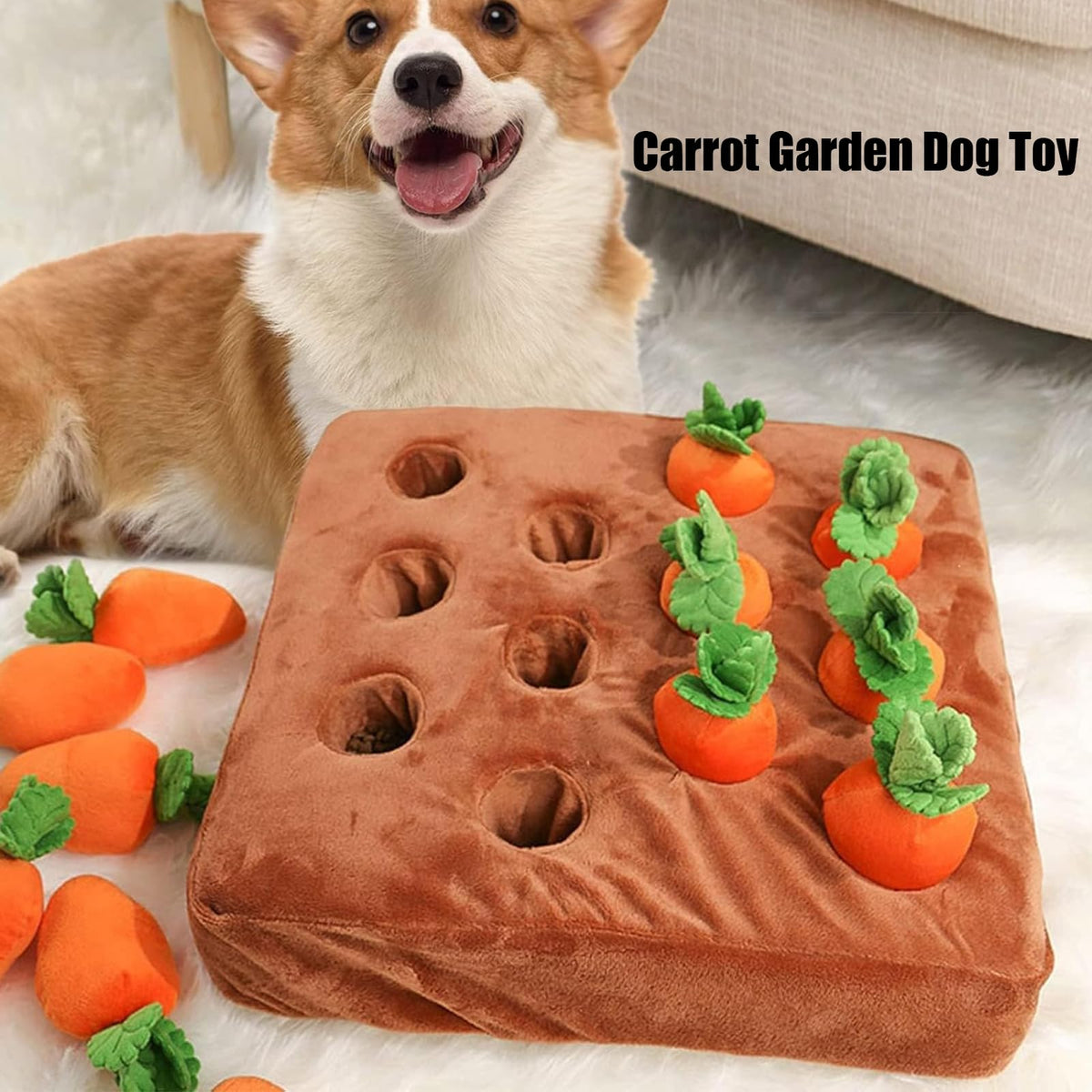 Carrot Garden Snuffle Mat Dog Toy – 12 Carrots, Plush Puzzle – alternate view 8