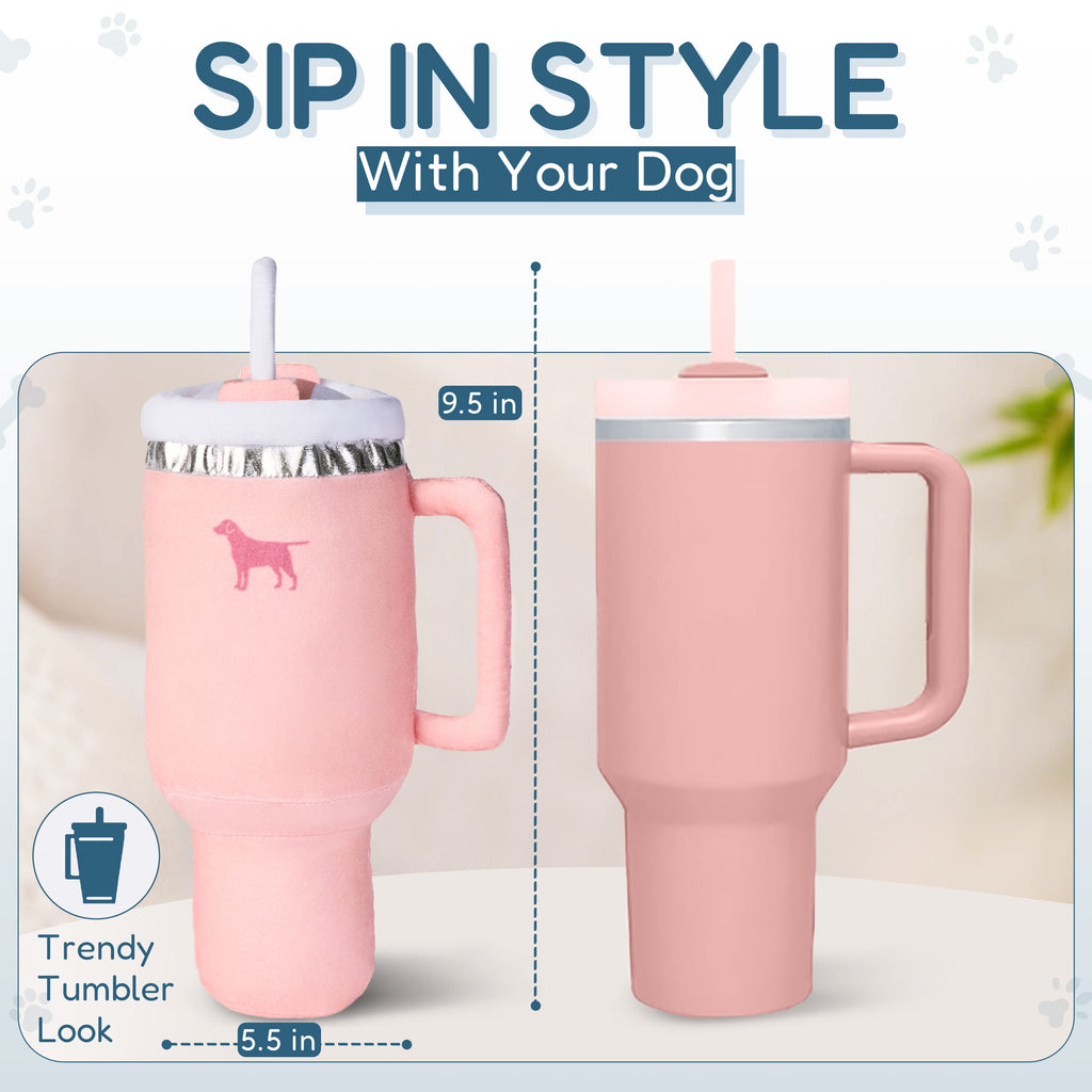 Puproar Pup Cup Squeaky Plush Dog Toy – Tumbler Shape – alternate view 4