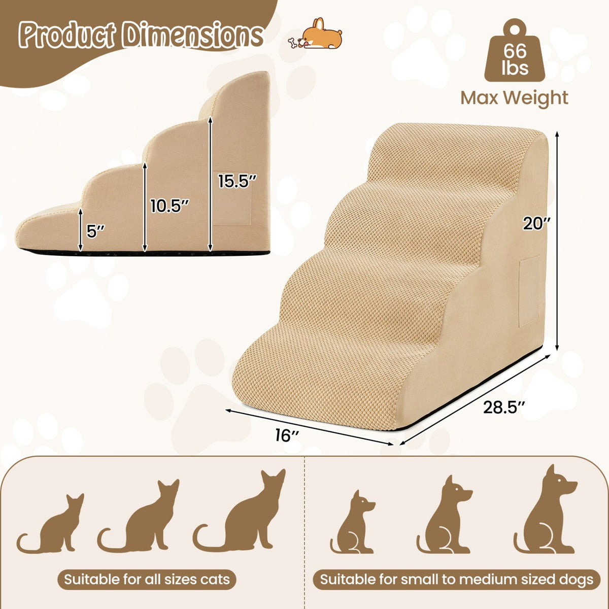 4-Tier Foam Dog Steps with Non-Slip Surface – photo 6 of 9