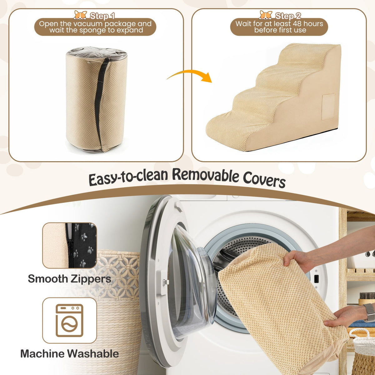 4-Tier Foam Dog Steps with Non-Slip Surface – photo 9 of 9