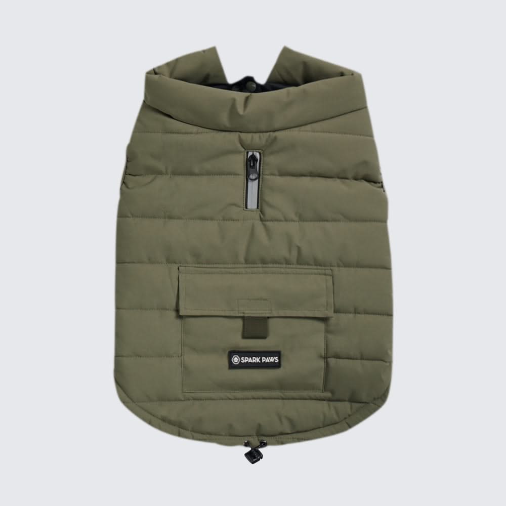 WarmShield Water-Resistant Dog Jacket – Olive – alternate view 2