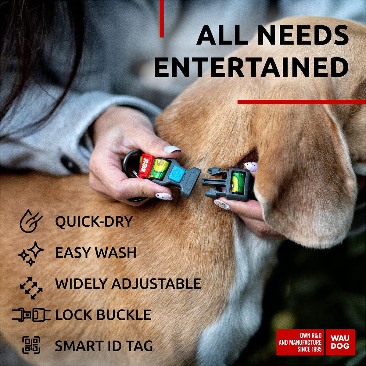 Nylon Dog Collar with Breakaway Buckle and QR ID Tag Avocado – photo 5 of 6
