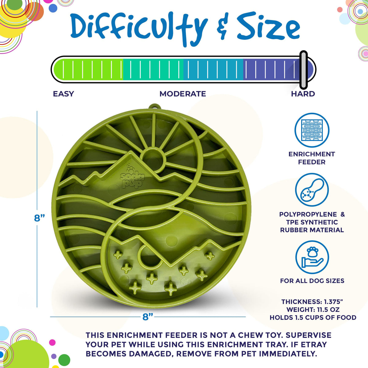Sun and Moon Shallow Slow Feeder Dog Bowl – Enrichment, USA Made – alternate view 6