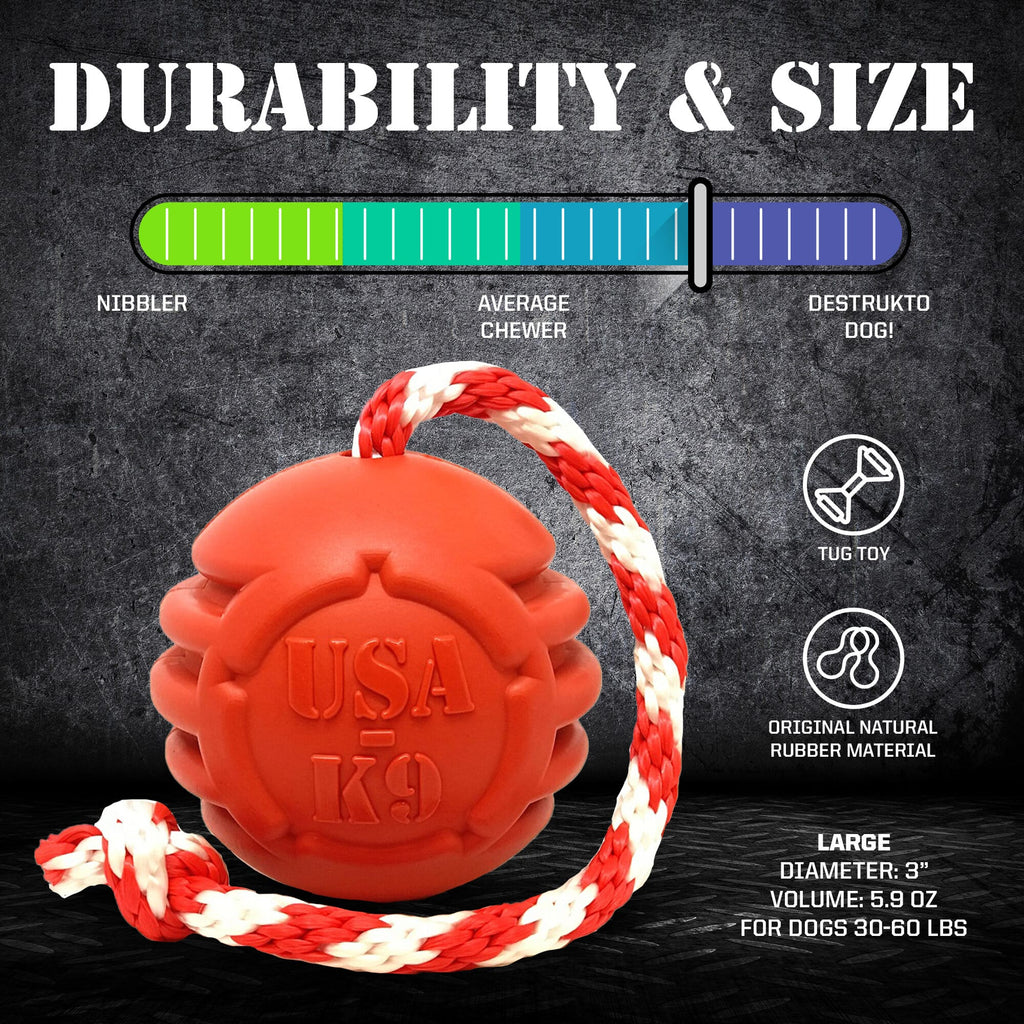 USA-K9 Stars and Stripes red rubber reward ball dog toy – photo 4 of 8