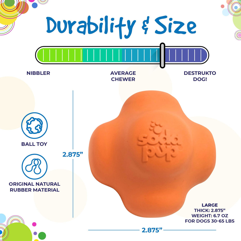 SodaPup Crazy Bounce orange rubber retrieving ball dog toy – photo 4 of 7