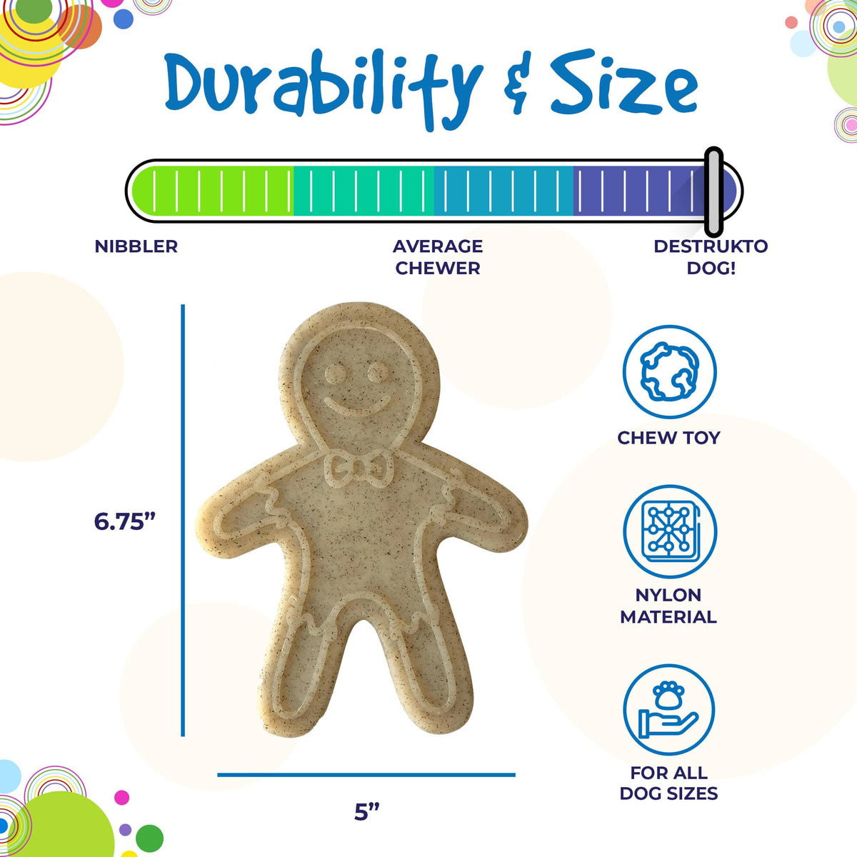 SodaPup Gingerbread Man brown nylon dog chew toy – photo 5 of 6