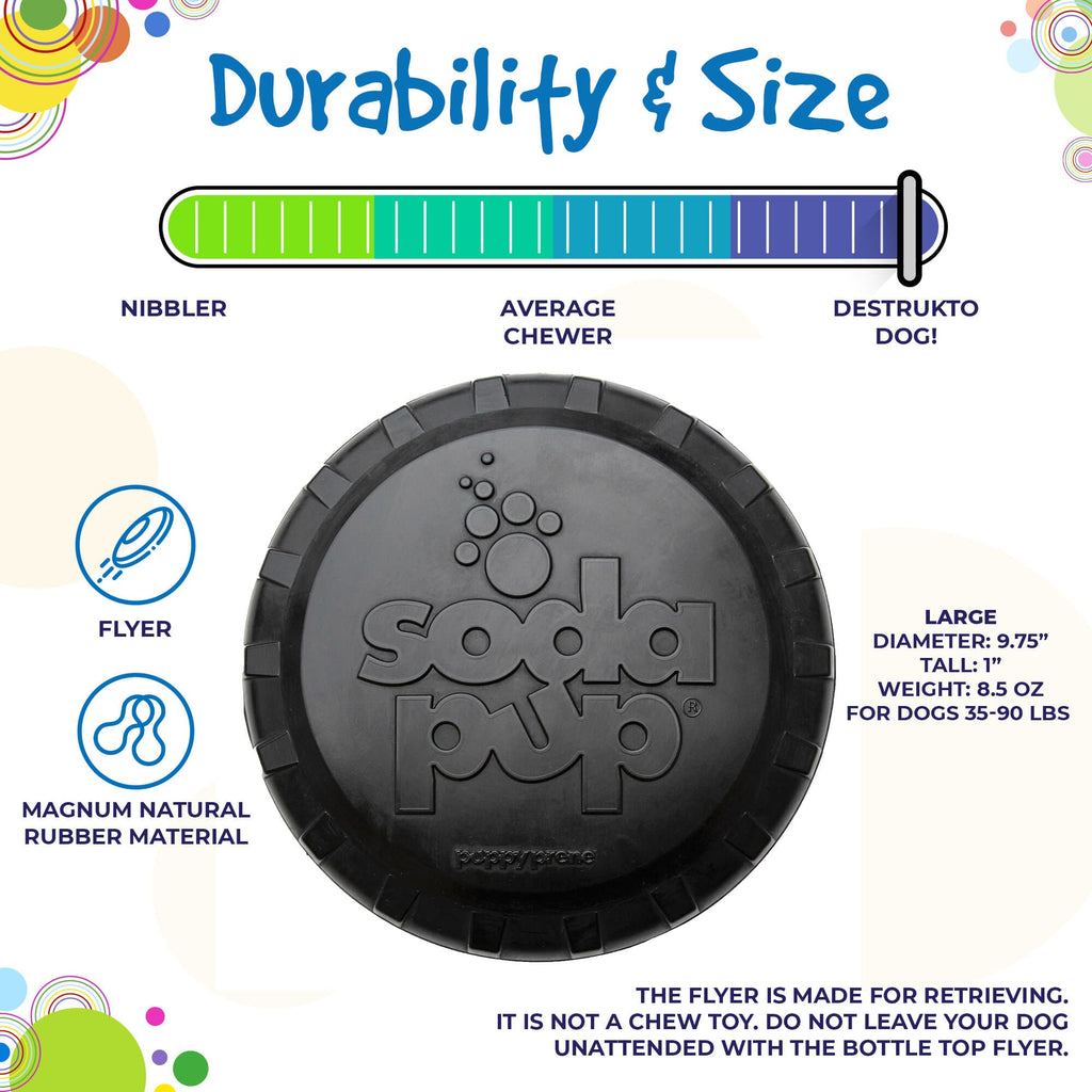 SodaPup Magnum Bottle Top Flyer black rubber frisbee dog toy – photo 4 of 10