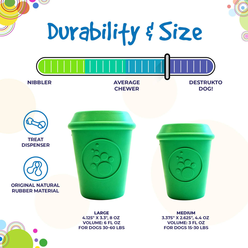Coffee Cup Rubber Dog Chew Toy – Power Chewers, Treat Dispenser, USA Made – alternate view 4