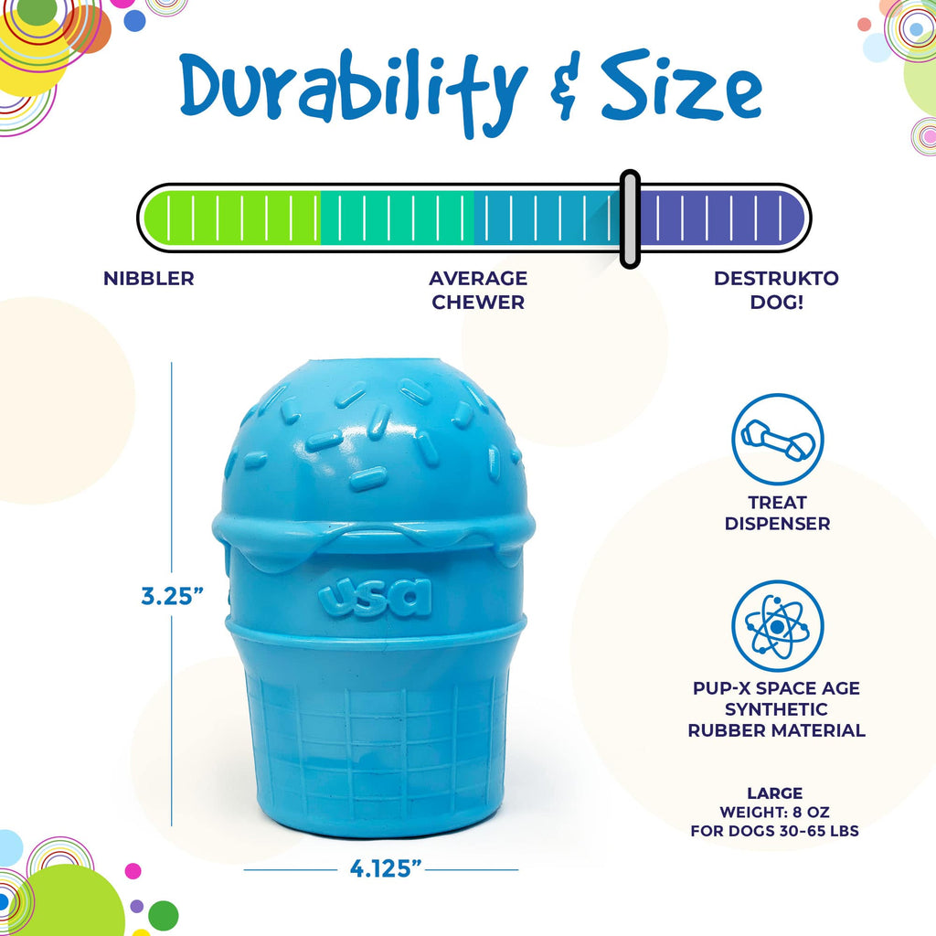 SodaPup Ice Cream Cone blue rubber chew toy and treat dispenser – photo 4 of 10