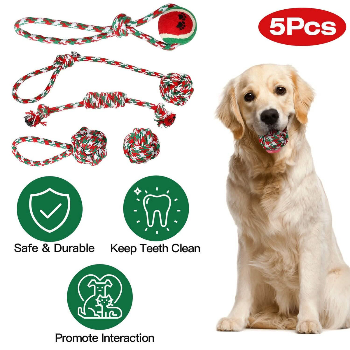 Christmas Dog Rope Chew Toys 5 Pieces – photo 5 of 12