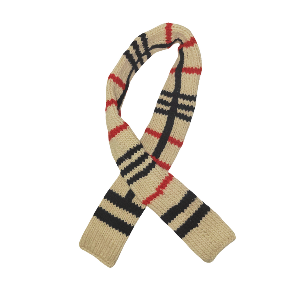 Classic Tan Plaid Pet Scarf Hand Knit Wool – photo 3 of 3