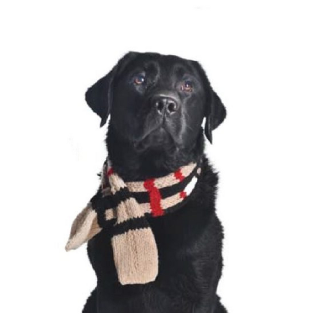 Classic Tan Plaid Pet Scarf Hand Knit Wool – photo 2 of 3