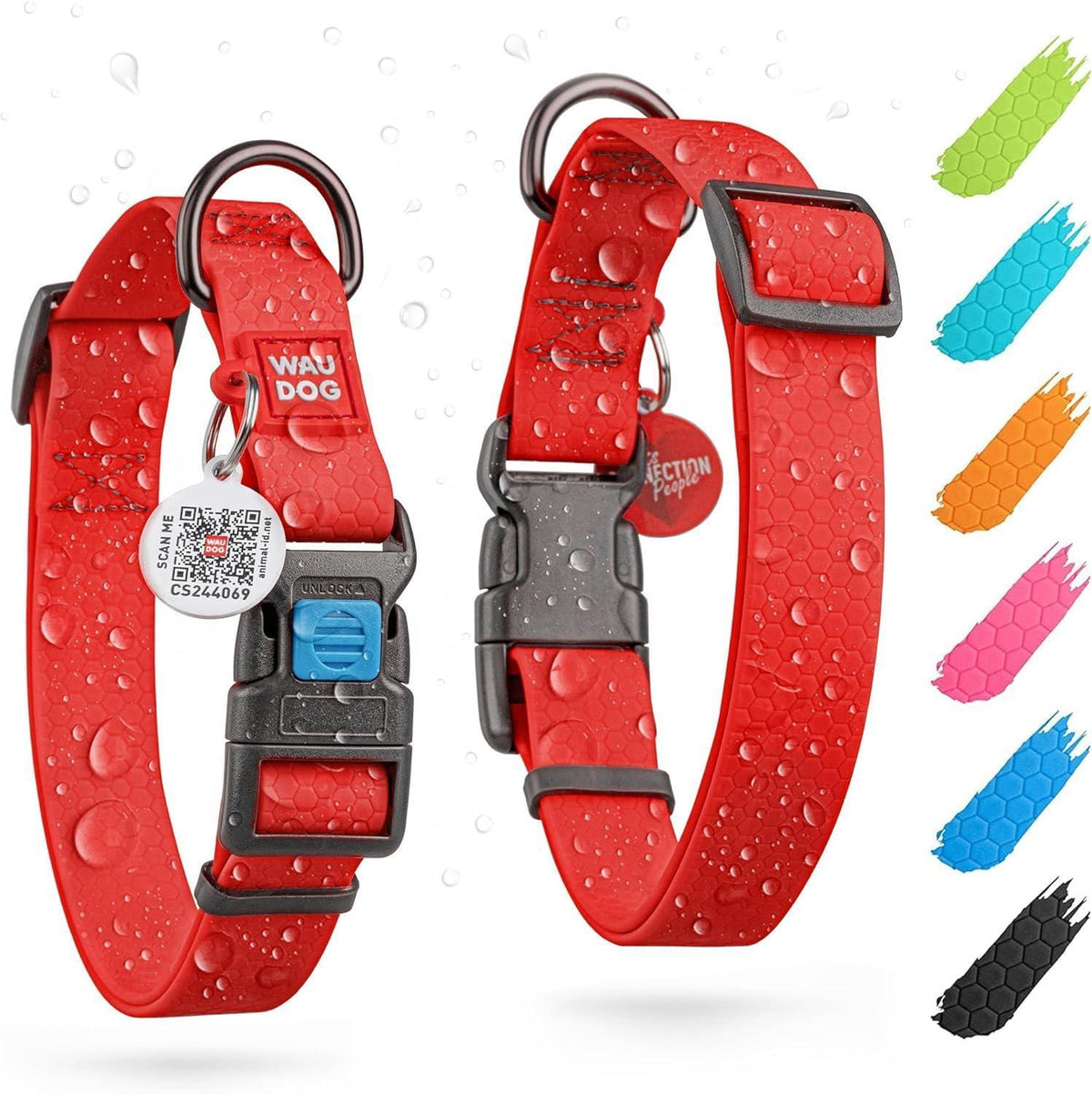 Waterproof Dog Collar Adjustable Red 17 to 28 Inch Neck – photo 1 of 6