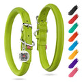 Rolled Leather Dog Collar Padded Green – photo 1 of 6