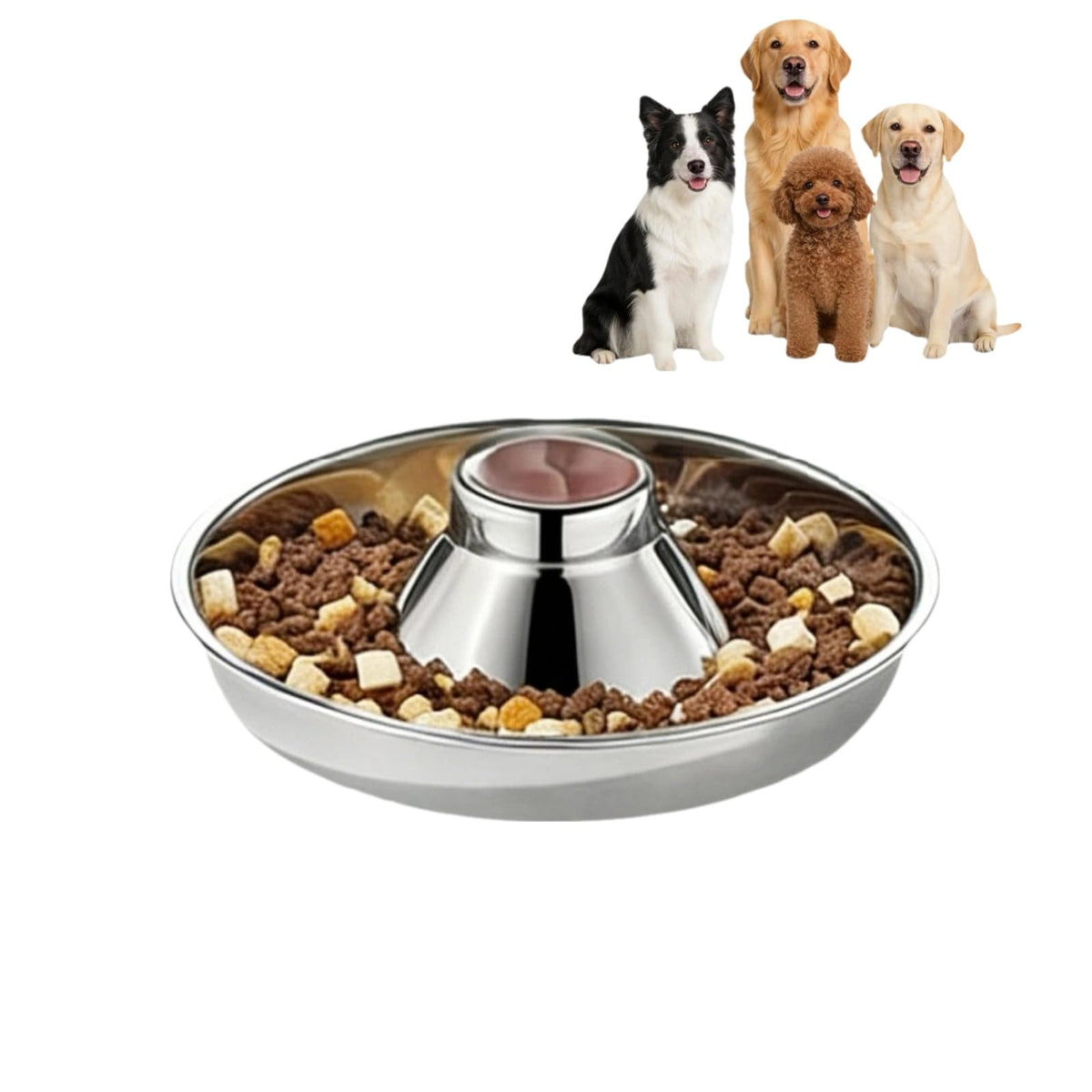 Stainless Steel Puppy Weaning Bowl – Litter Feeding Pan, S–XL – front view