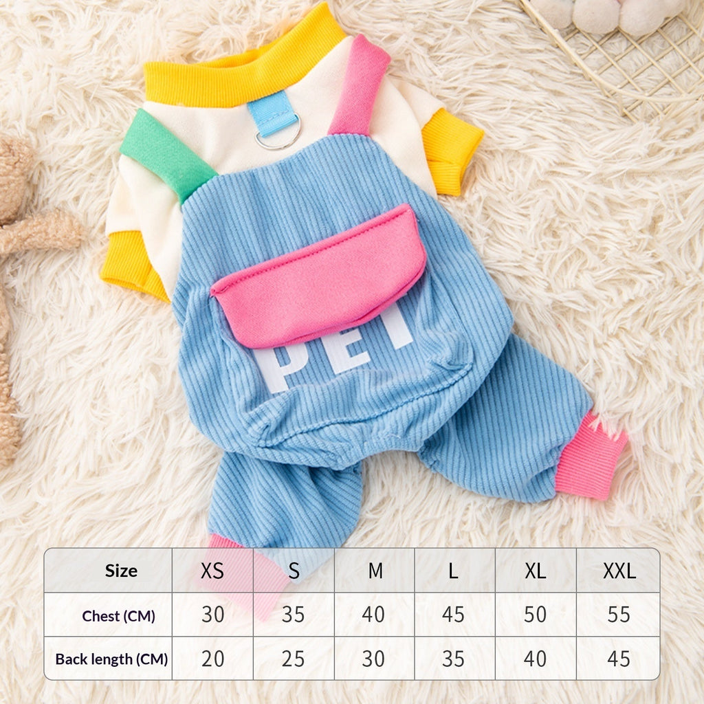 Color-Block Dog Jumpsuit with Suspenders Blue – photo 6 of 6