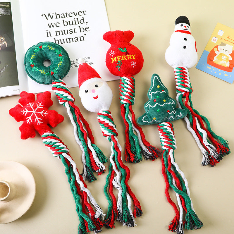 Christmas Rope Plush Dog Toy Santa Snowman – photo 1 of 11