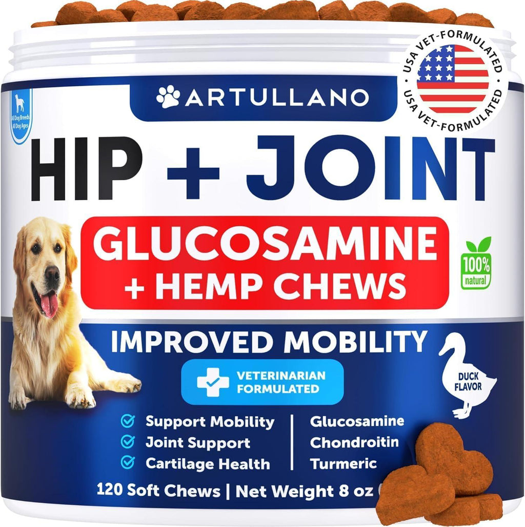 Hip and joint supplement chews for dogs with glucosamine – duck flavor soft chews – photo 1 of 7