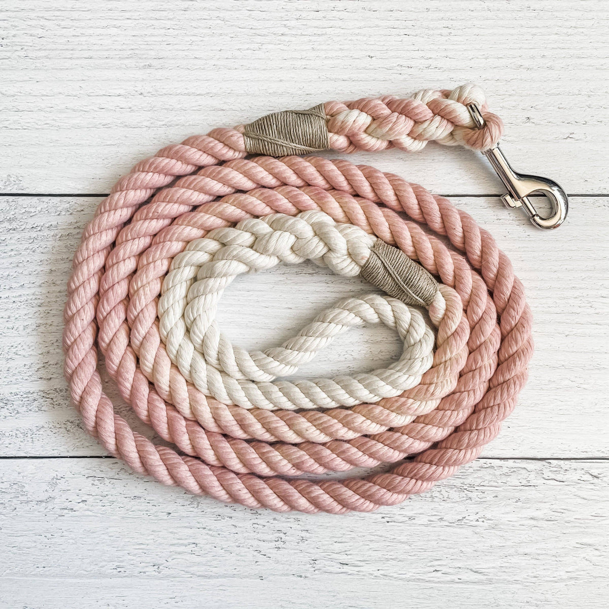 Powder Pink Dog Leash – 4 Feet, Solid, 3/8 Inch – front view