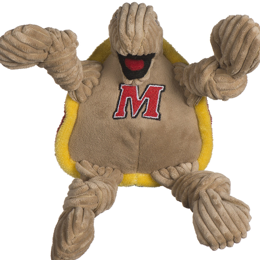 Ncaa University of Maryland Testudo the Terrapin Knottie Plush Dog Toy, detail view